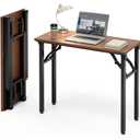 Frylr Small Folding Computer Desk – Portable 35.8 Inch Foldable Laptop Table, Collapsible and Compact for Easy Storage and Fast Setup, Lightweight for Small Spaces, Craft and Study Use, Dark Walnut