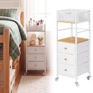 Nuanchu Tall Nightstand for Dorm, Narrow Tall Dorm Nightstand College Girls
33.46 Inch Dorm Nightstand Dresser with 3 Drawers Wood Shelf, College Bedside Storage Cart, Small Spaces for Room Organizer