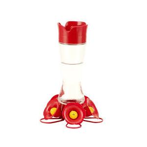 New Perky Pet Clear Glass Red Plastic Four Station Hummingbird Nectar Feeder