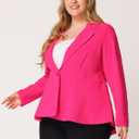 Agnes Orinda Women's Plus Size Blazer Notch Panel Work Business Casual Outfits Dressy Suit Jacket Peplum Blazers (Pink, XL)
