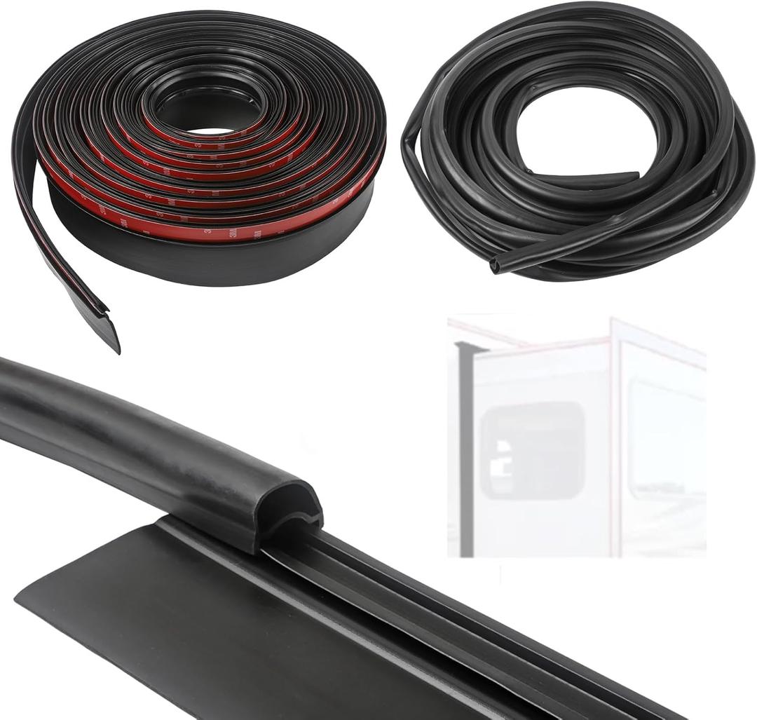 RV Slide Out Seal Base, D-Seal Wiper Weather Stripping Compatible with RV Camper, 1" x 15/16" x 35' & 1/2' x 2.75' x 35Black Rubbers Replaces# 018-312-EKD, 018-341 EK