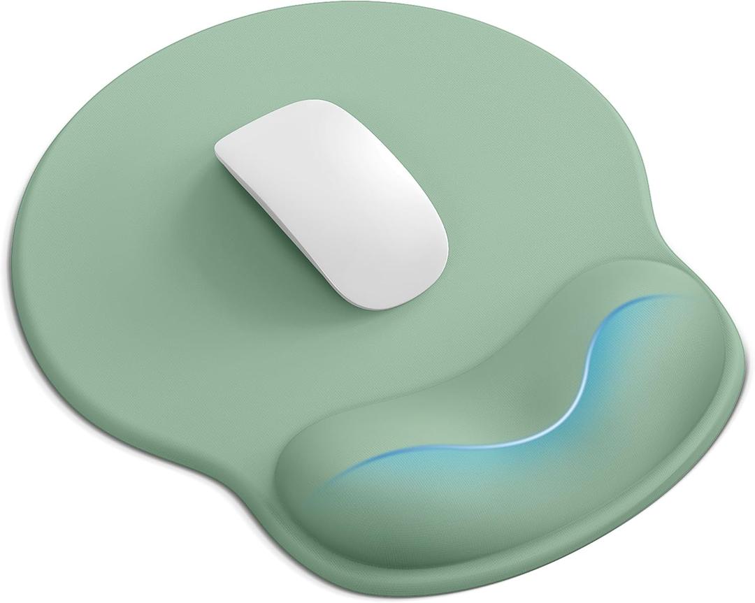 Mouse Pad with Wrist Rest, Ergonomic Mouse Pads for Desk, Office Non-Slip Mousepad with Gel Wrist Support(Green, 10.6''L x 9''W)