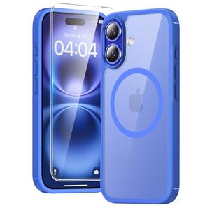 TAURI 3 in 1 for iPhone 16 Plus Case, Compatible with MagSafe [Not-Yellowing] with 2X Screen Protectors, Military-Grade Protection, Slim Magnetic Case for 16 Plus 6.7", Blue