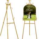 53.9" Gold Easel Stand for Sign, Heavy Duty Metal Display Easel with Storage Bag, Adjustable Art Easel for Wedding Sign, Welcome Sign, Picture, Iris 53.9 in