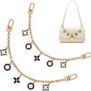 2 Pcs Bag Charm Chain Replacement Purse Chain with Gold Black Flower Pendant Bum Bag Accessories Suitable for Handbags Crossbody Bags 11.8 Inches