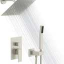 Lordear Rain Shower System 8 Inch Wall Mounted Shower Faucet Set Stainless Steel Shower Head Handle Set and Solid Brass Valve Brushed Nickel Finish