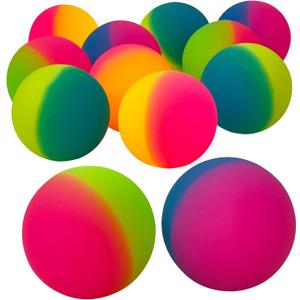 Bedwina Jumbo Super Bouncy Balls - (Pack of 12) 2.35 Inch Balls for Kids in Bright Assorted Multi Colors for Birthday Party Favors and Carnival Prizes in Bulk