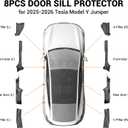 8PCS Door Sill Protector for Tesla Model Y Juniper 2025-2026, Carbon Fiber Pattern Entry Guard with Extended A&B&C Pillar Protection, Anti-Kick Waterproof PP Material Interior Scuff Plate Accessories