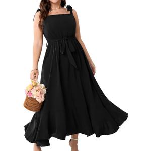 Plus Size Wedding Guest Dress Square Neck Ruffle A Line Elegant Bridesmaid Formal Cocktail Party Dresses for Women, X-Large