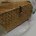 FEIALNDUO Wicker Shelf Baskets with Lid,Seagrass Storage Basket Bins Rectangular Handwoven Basket Boxes for Shelves Desktop Home Organizer (Natural, Large)