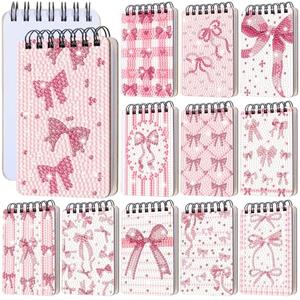 Fuyoooo 12 Pcs Pink Bow Diamond Art Notebook Kits for Adults DIY Coquette Bow Diamond Painting Notebook Gifts Valentine's Day Cover Notepad 5d Coquette Journal Art Crafts Accessories with Tools