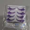 False Lashes Natural Lashes 5 Pairs Cat Eye Fluffy False Eyelashes for Halloween, Cosplay, Party, Stage Makeup (Purple)