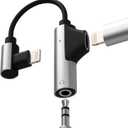 for iPhone Aux Adapter Lightning to 3.5mm Headphone Jack Charging Splitter (2in1) 14 13 12 Pro Max Lighting Wired Earphone Cable Dongle Charger Cord Adaptor Audio Power Car Connector for Ipad