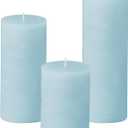 Simply Soson 3x4, 3x6, 3x8 inch Light Blue Pillar Candles, Set of 3 Pillar Candles, Rustic Texture, Unscented Candles, Dripless Candles, Ideal as Wedding, Parties, Spa, Dinner, Home Decor, Church