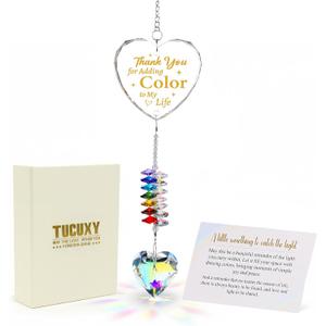 Thank You Gift for Women, Appreciation Gift for Friend, Mom, Teacher, Coworker, Rainbow Window Hanging Decor, Heart Prism Window Hanging Ornament for Home Dcor, Car Rearview & Office