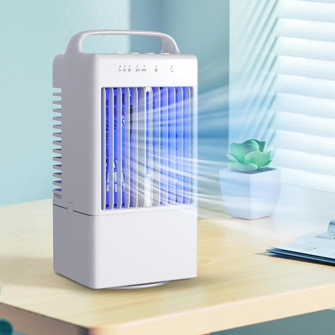 Portable Air Conditioners for Camping and Bedroom, Compact AC Fan with Quiet Cooling, USB Rechargeable Mini Air Cooler for Tent, Travel, and Car (SN.01)