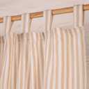 Gauze Ticking Striped Curtains, Boho Linen Gauze Tab Top Hanging Light Filtering Pinstripe Cafe Curtains 2 Panel Curtain Drapes for Living Room Home Décor Beige on White (45"x26" Each Panel)
