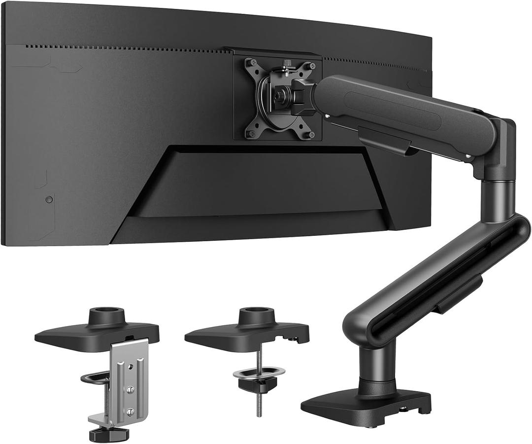 HUANUO Ultrawide Monitor Arm for 13 40" Screens, Single Monitor Mount Holds up to 26.4lbs, Adjustable Monitor Stand with C-Clamp & Grommet Base, VESA Mount 75x75mm/100x100mm