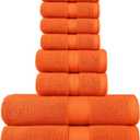 BY LORA Terry Towels Bath Towel Hand Towel and Washcloth Orange Set of 8