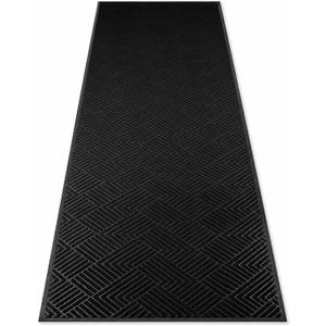 3' x 10' Commercial Runner Rug, Extra Long Front Door Mat, Hallway Runner Floor Mat with Non Slip Low Profile Backing, Indoor Outdoor Entryway Mat, Trap Dirt and Moisture for Patio, Garage, Black
