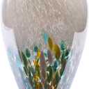 11.8" Tall Blown Green Glass Vase, Colorful Opaque Glass Vase, Unique Design Wide Mouth Art Decoration for Home, Living Room, Dining Table, Pampas Grass Decor (Green)