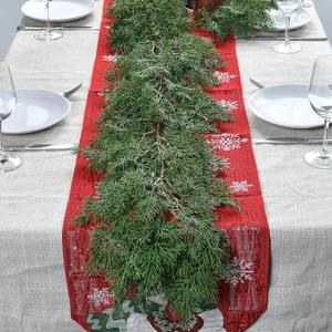 6.3FT Real Touch Christmas Cedar Cypress Garland Artificial Greenery Soft Pine Needles Realistic Faux Green Garland for Mantle Fireplace Table Wall Indoor Christmas Decorations