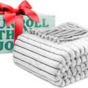 GO Premium Plush Soft Throw Blanket for Couch - Black and White Fleece Blanket for Living Room, Bedroom, Home Decor - Small Couch Blanket for Men, Women (50x60 Inches) (White With Stripes)