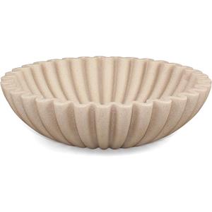 Ruffle Decorative Bowl, Large Fruit Bowl for Kitchen Counter, Stylish Key Bowl for Entry Table, Handcrafted Home Decor Display bowl, Artificial Stone Beige