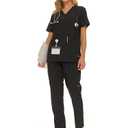 Nautica Women's Scrub Set, 9-Pocket Breathable & Stretchy Pants & Tops XL