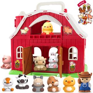 Spring Flower Toddler Toys for 1 2 3 Years Old Boys and Girls, Big Barn Toy with Farm Animal, Educational Montessori Toys, Farm Pretend Playset Toy, Christmas Birthday Gift for Toddler Baby Boys Girls