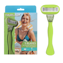 Razors for Women 5-Blade Razors for Women Sensitive Skin Womens Razors for Shaving Pubic Hair Extra Smooth Razors for Women Bikini Area 1 Razor with 4 Razor Blade Refills Ocean Blue (Pack Of 5)