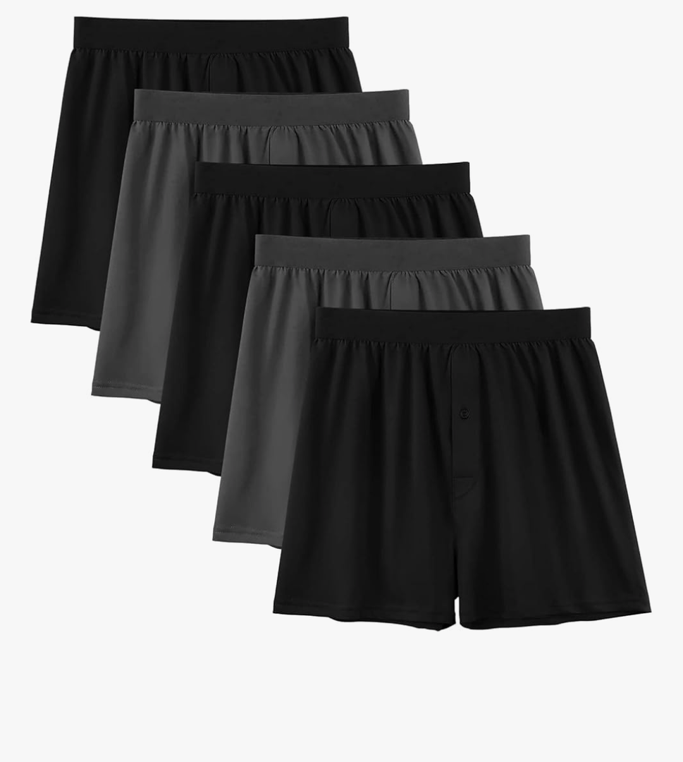 Underwear Mens Boxers Cotton Underwear for Men Boxer Shorts knit Black and Gray L