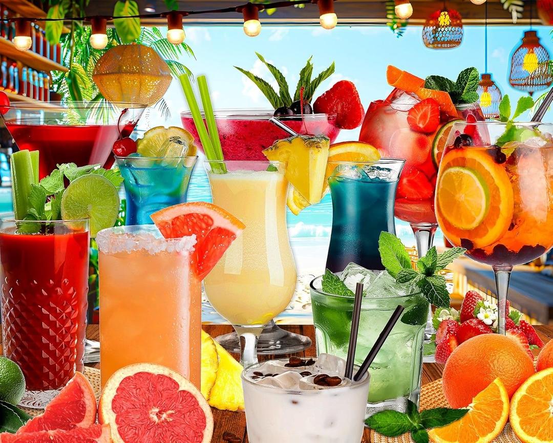 Springbok Summer Sips 1000 Piece Jigsaw Puzzle for Adults - Colorful Tropical Drinks - Unique Cut Pieces - Made in USA