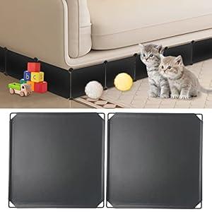 Hiflora Under Couch Blocker for Toys Under Bed Blocker for Pets 83" Length 11.8" Height in Total Under Furniture Blocker with Sticky Double Side Tape, Connectors and Zip Ties for Pets, Black