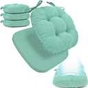 BUYUE Double-Layer Thickened Chair Cushions for Dining Chairs, Natural Latex Foam Support, 2-Faced Reversible Kitchen Seat Cushions, Practical Non-Slip Chair Pads, 4 PCS, Light Green