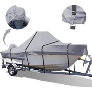 900D Center Console Boat Cover - Heavy Duty Boat Cover for Center Console Boat, Waterproof Trailerable fits 20'-22' Length, Beam Width up to 106" W, Gray