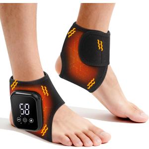 2PCS Cordless Ankle Heating Pad with Massage for Pain Relief,Rechargeable Ankle Massager for Circulation and Pain Relief,3 Vibration & Heating Settings,Auto Shut Off