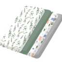 bimocosy Mini Crib Sheets,Pack and Play Sheets for Baby Boy Girl 4 Pack,Size 38"x 26" for Playard Mattress,Portable Mini Crib,Soft Pack N Play Sheets Fitted,Leaf/Bear/Gray/Green (Leaves)