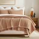 EVERGRACEHOME Stonewashed Cotton Quilt Set King Size, Ultra Soft Oversized Bedspread Coverlet Set, Lightweight Crinkle Box Stitch Bedding Sets for All Season, with 2 Shams, Terracotta