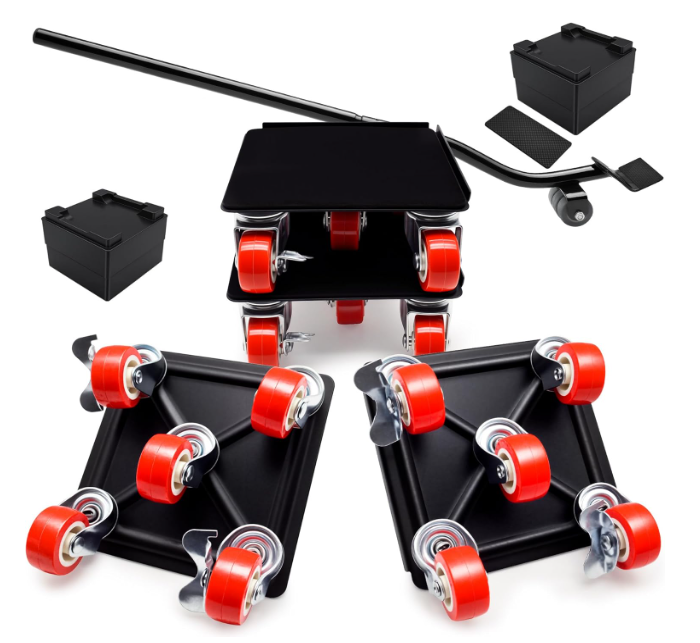 1200 lb Capacity  Heavy Duty Furniture Movers with Wheels and Moving Dolly, Includes Furniture Lifter Jacks Tool Set, Gliders, Sliders, 5 Rollers Casters Cart. Easily Move Furniture, Piano, Equipment