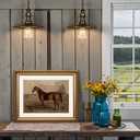 ARPEOTCY Vintage Gold Framed Horse Wall Art, Bedroom Bathroom Living Room Classic Horse Picture Wall Decor, Canvas Prints, Antique Picture Frame Rustic Paintings Home Farmhouse Decor, 13x16 Inch
