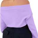 LovelyWholesale Women Off the Shoulder Sweatshirt Graphic Crop Tops Long Sleeve Shirts Neon Pink Medium (Pink, M)
