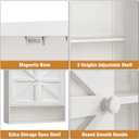 Bathroom Wall Cabinet, White 25.9" x 23.6" Over The Toilet Storage Cabinet, Bamboo Wall Mounted Bathroom Cabinet with Adjustable Shelves for Kitchen & Laundry Room (White)
