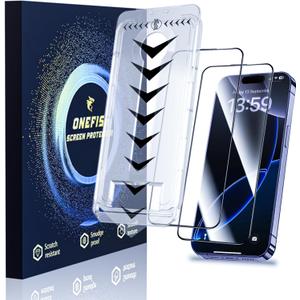 OneFish for iPhone 14 Pro 6.1 inch Tempered Glass Screen Protector 2 Pack Auto Dust-Elimination Easy Installation HD Clear Screen Protector