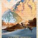 MyPuzzle Grand Teton National Park: Winter Hush, Vintage Poster - Premium 500 Piece Jigsaw Puzzle for Adults