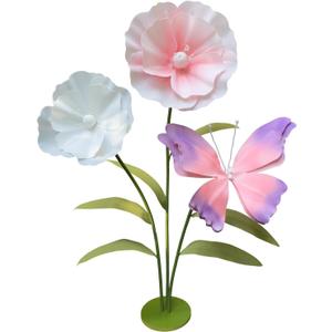 5.6 Ft Giant Artificial Poppy Flower with Stand, Large Handcrafted Flowers, Giant Flower Butterfly Decorations, Huge Standing Artificial Poppies Flower for Weddings, Birthday Party,Garden, Home Decor