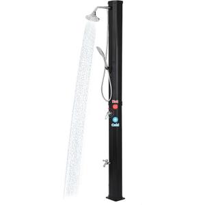 9.3 Gallon Solar Heated Outdoor Shower, 7.2FT Height, 360Rotating Rainfall + 6FT Handheld Shower + Foot Faucet, Freestanding Black Poolside Shower with Hot & Cold Water Adjustment