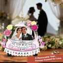Just Married Ornament Photo Frame - Wedding Gifts for Couples 2025, Bridal Shower Gifts for Bride Newly Wed, Personalized Mr and Mrs Wooden Christmas Ornament with Picture