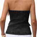 Cicy Bell Womens Strapless Denim Vest Summer Button Down Jean Tube Tops Y2k Going Out Fitted Bandeau Shirts Waistcoat