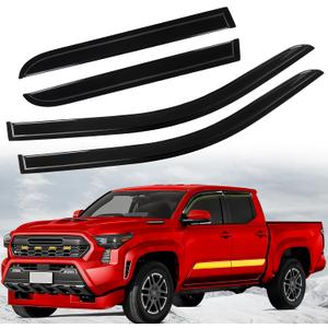 Rain Guards for Tacoma 2024 2025 Window Visor,Tape-On Side Window Deflectors,Dark Smoke Vent Visor Shades for Tacoma Accessories (Fit 24 25)